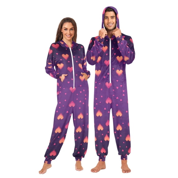 FORMRS Onesies Pajama for Adults Unisex Hoodie Winter Jumpsuit One Piece Sleepwear, Sizes S-2XL, Love in The Clouds