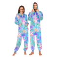 thumbnail image 1 of FORMRS Onesies Pajama for Adults Unisex Hoodie Winter Jumpsuit One Piece Sleepwear, Sizes S-2XL, Neon Starfish Pattern, 1 of 7
