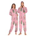 thumbnail image 1 of FORMRS Onesies Pajama for Adults Unisex Hoodie Winter Jumpsuit One Piece Sleepwear, Sizes S-2XL, Pink Gingerbread House, 1 of 7