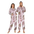 thumbnail image 1 of FORMRS Onesies Pajama for Adults Unisex Hoodie Winter Jumpsuit One Piece Sleepwear, Sizes S-2XL, Pink Gingerbread Houses, 1 of 7