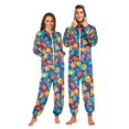 thumbnail image 1 of FORMRS Onesies Pajama for Adults Unisex Hoodie Winter Jumpsuit One Piece Sleepwear, Sizes S-2XL, Vibrant Art Leaves Pattern, 1 of 7