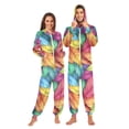 thumbnail image 1 of FORMRS Onesies Pajama for Adults Unisex Hoodie Winter Jumpsuit One Piece Sleepwear, Sizes S-2XL, Vibrant Leaves Pattern, 1 of 7
