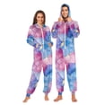 thumbnail image 1 of FORMRS Onesies Pajama for Adults Unisex Hoodie Winter Jumpsuit One Piece Sleepwear, Sizes S-2XL, Watercolor Blue Marble Pattern, 1 of 7