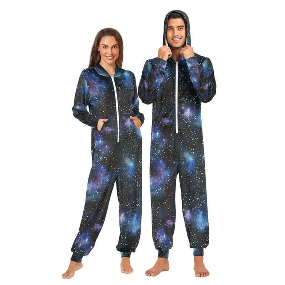 FORMRS Onesies Pajama for Adults Unisex Hoodie Winter Jumpsuit One Piece Sleepwear, Sizes S-2XL, Watercolor Galaxy