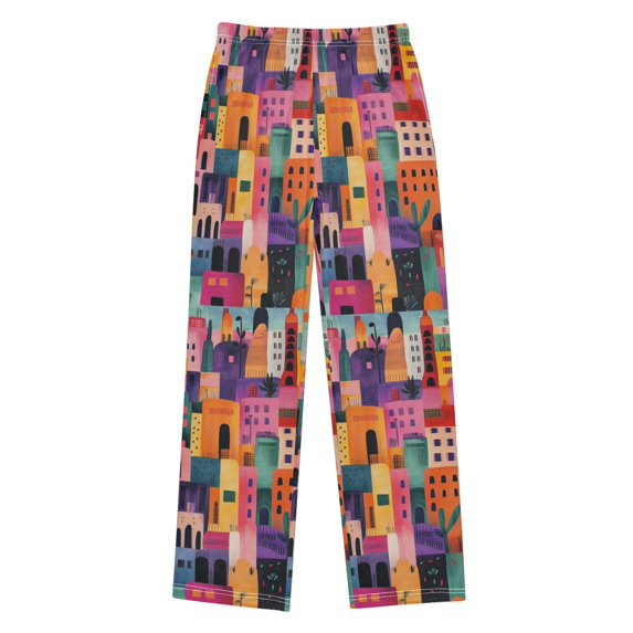 FORMRS Boys Pajama Pants with Pockets Size 11-12Y Kids Lounge Sleep Bottoms, Art Buildings