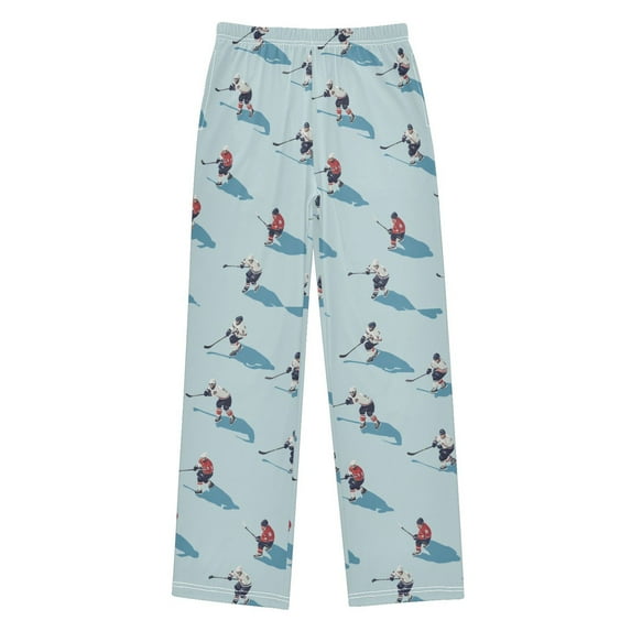 FORMRS Boys Pajama Pants with Pockets Size 11-12Y Kids Lounge Sleep Bottoms, Blue Ice Hockey