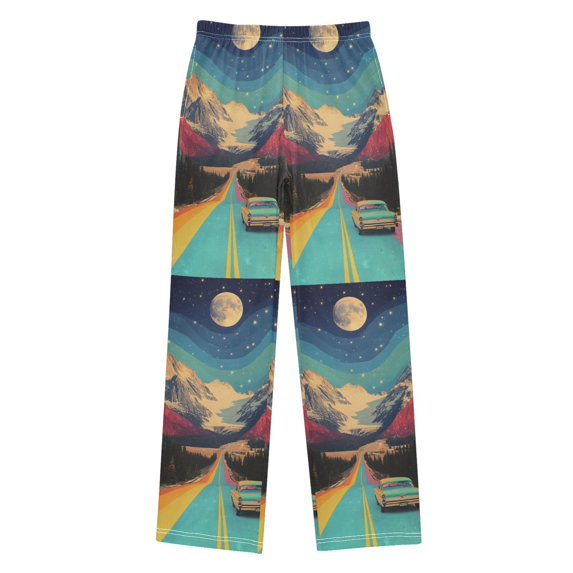 FORMRS Boys Pajama Pants with Pockets Size 11-12Y Kids Lounge Sleep Bottoms, Colorful Road