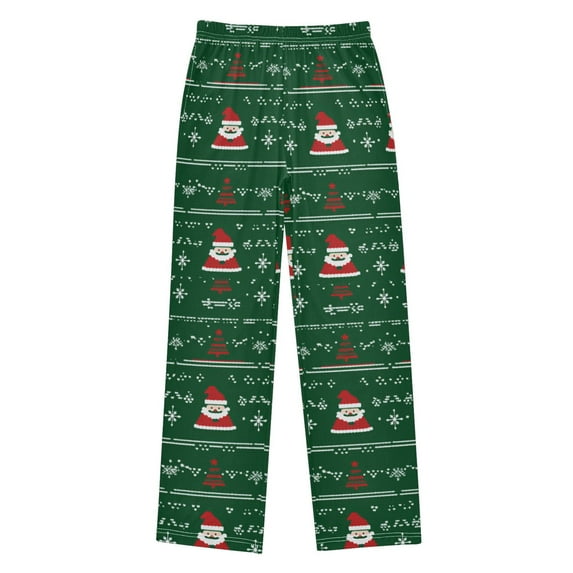 FORMRS Boys Pajama Pants with Pockets Size 11-12Y Kids Lounge Sleep Bottoms, Green Christmas Trees