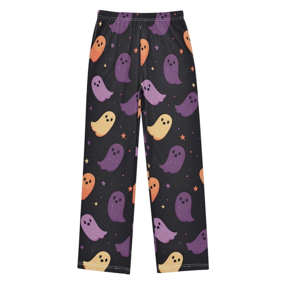 FORMRS Boys Pajama Pants with Pockets Size 11-12Y Kids Lounge Sleep Bottoms, Halloween Purple Ghosts