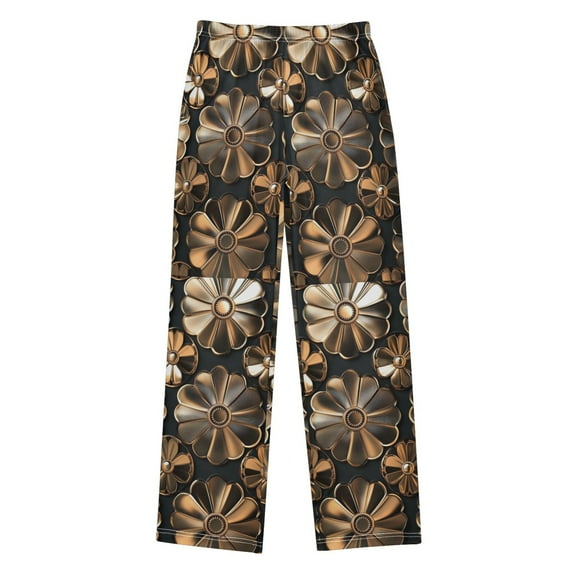 FORMRS Boys Pajama Pants with Pockets Size 11-12Y Kids Lounge Sleep Bottoms, Metallic Flower