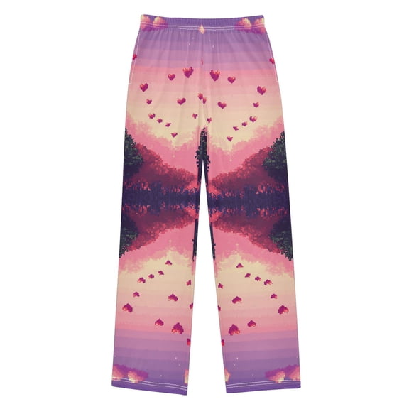FORMRS Boys Pajama Pants with Pockets Size 11-12Y Kids Lounge Sleep Bottoms, Pixel Floating Hearts