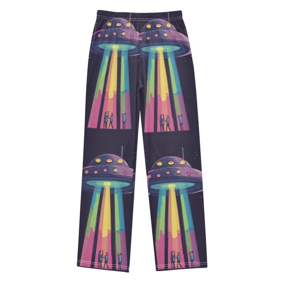 FORMRS Boys Pajama Pants with Pockets Size 11-12Y Kids Lounge Sleep Bottoms, Purple UFO