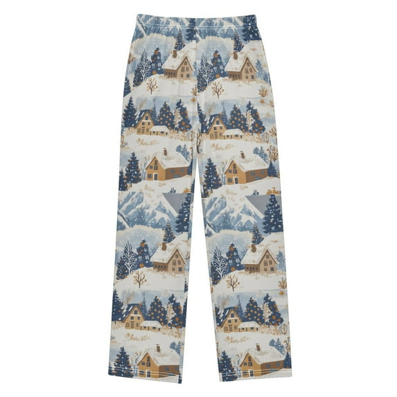 FORMRS Boys Pajama Pants with Pockets Size 11-12Y Kids Lounge Sleep Bottoms, Snowy Winter
