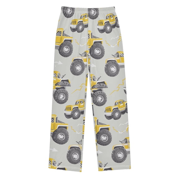 FORMRS Boys Pajama Pants with Pockets Size 11-12Y Kids Lounge Sleep Bottoms, Trucks Pattern