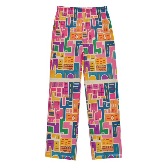 FORMRS Boys Pajama Pants with Pockets Size 13-14Y Kids Lounge Sleep Bottoms, Art Map
