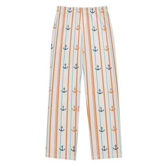 FORMRS Boys Pajama Pants with Pockets Size 13-14Y Kids Lounge Sleep Bottoms, Beige Nautical Pattern
