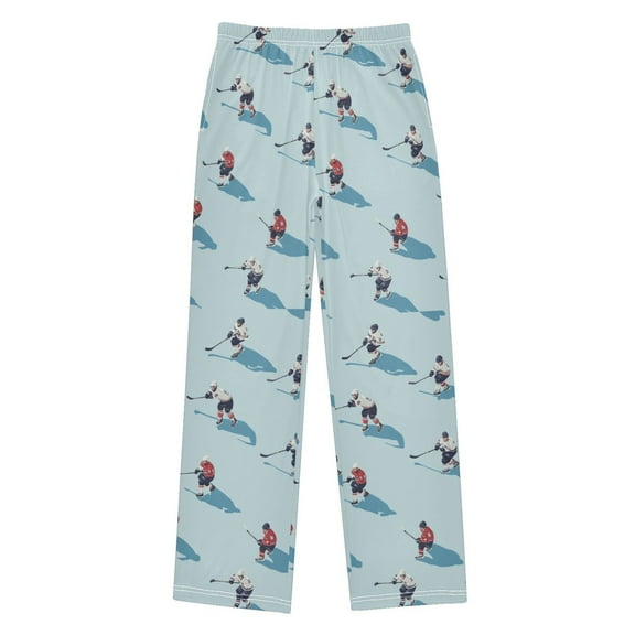 FORMRS Boys Pajama Pants with Pockets Size 13-14Y Kids Lounge Sleep Bottoms, Blue Ice Hockey