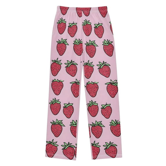 FORMRS Boys Pajama Pants with Pockets Size 13-14Y Kids Lounge Sleep Bottoms, Cartoon Strawberry
