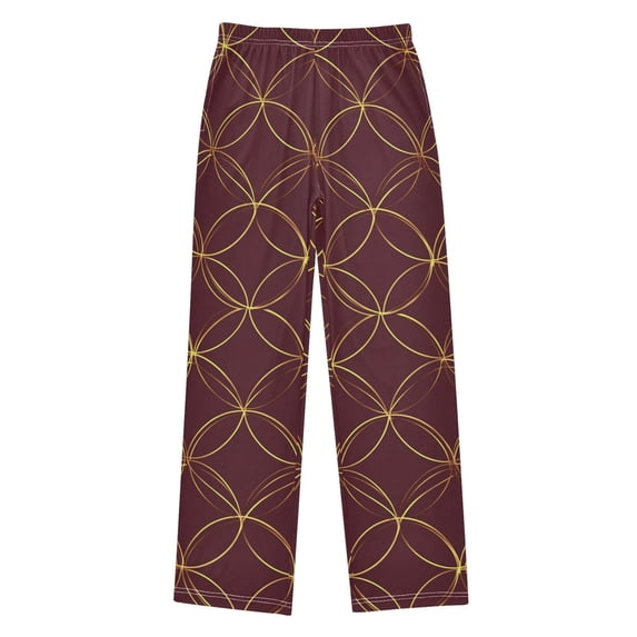 FORMRS Boys Pajama Pants with Pockets Size 13-14Y Kids Lounge Sleep Bottoms, Circular Gold Pattern