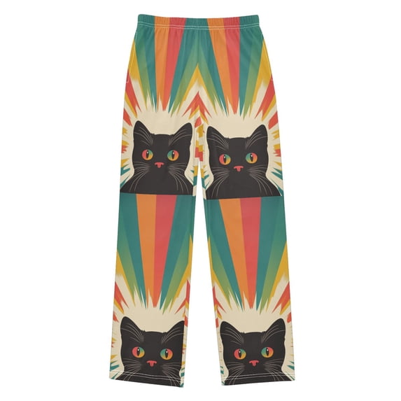FORMRS Boys Pajama Pants with Pockets Size 13-14Y Kids Lounge Sleep Bottoms, Colorful Black Cat