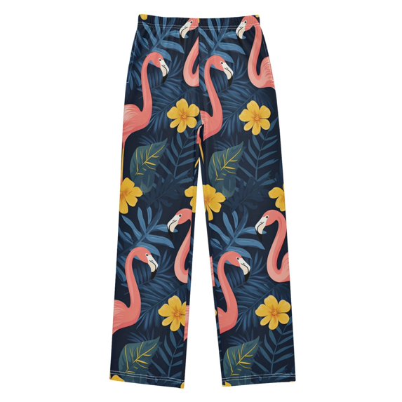 FORMRS Boys Pajama Pants with Pockets Size 13-14Y Kids Lounge Sleep Bottoms, Floral Flamingo