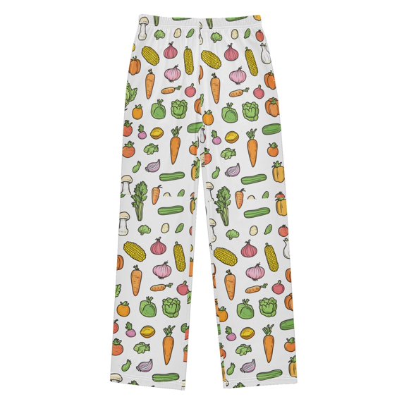 FORMRS Boys Pajama Pants with Pockets Size 13-14Y Kids Lounge Sleep Bottoms, Green Vegetables Pattern