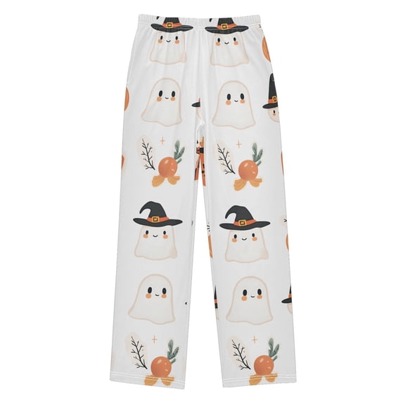 FORMRS Boys Pajama Pants with Pockets Size 13-14Y Kids Lounge Sleep Bottoms, Orange Magical Halloween
