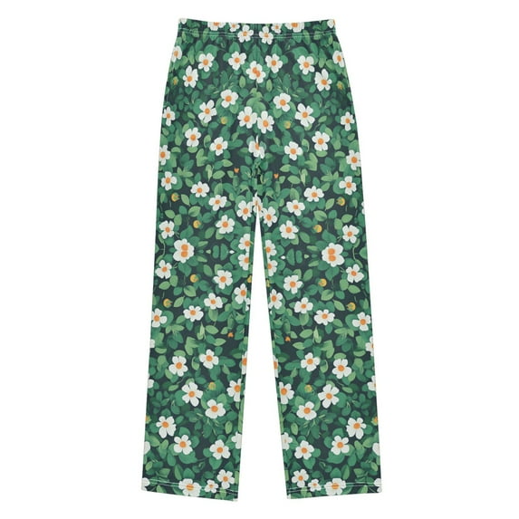 FORMRS Boys Pajama Pants with Pockets Size 13-14Y Kids Lounge Sleep Bottoms, Small White Flowers