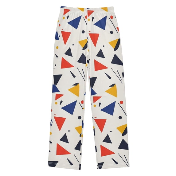 FORMRS Boys Pajama Pants with Pockets Size 13-14Y Kids Lounge Sleep Bottoms, White Geometric