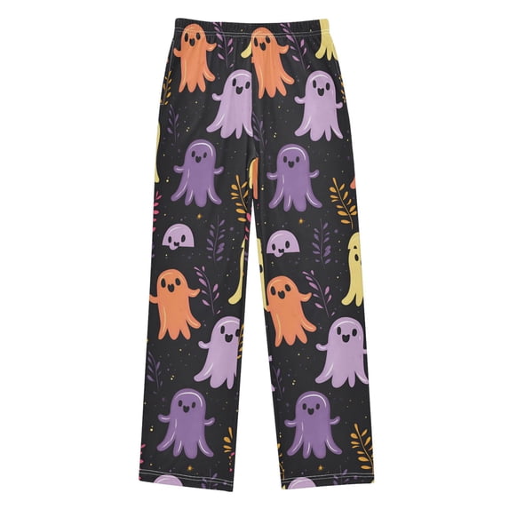 FORMRS Boys Pajama Pants with Pockets Size 13-14Y Kids Lounge Sleep Bottoms, Yellow Halloween Ghosts