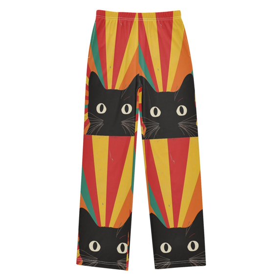 FORMRS Boys Pajama Pants with Pockets Size 6-8Y Kids Lounge Sleep Bottoms, Black Cat