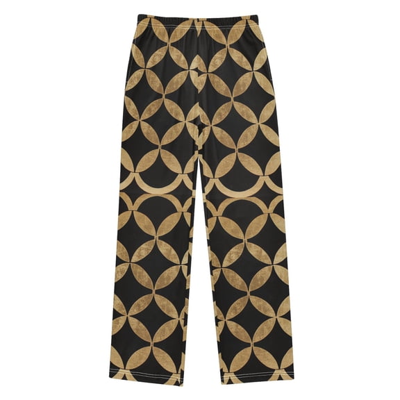 FORMRS Boys Pajama Pants with Pockets Size 6-8Y Kids Lounge Sleep Bottoms, Black Geometric