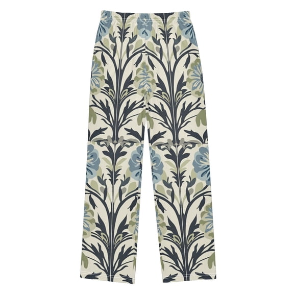 FORMRS Boys Pajama Pants with Pockets Size 6-8Y Kids Lounge Sleep Bottoms, Blue Floral Pattern