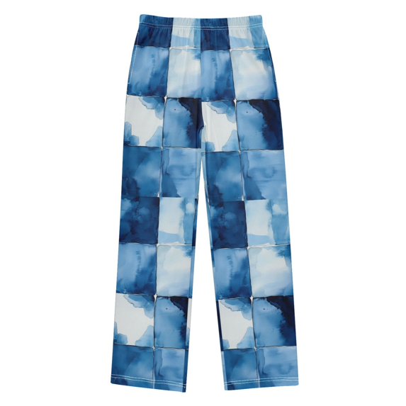 FORMRS Boys Pajama Pants with Pockets Size 6-8Y Kids Lounge Sleep Bottoms, Blue Pattern