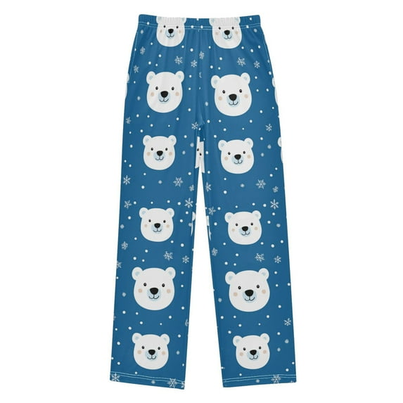 FORMRS Boys Pajama Pants with Pockets Size 6-8Y Kids Lounge Sleep Bottoms, Blue Polar Bear