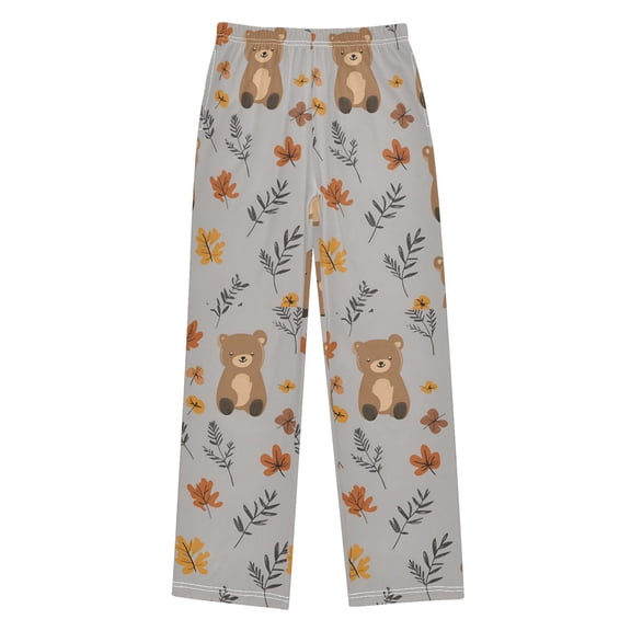 FORMRS Boys Pajama Pants with Pockets Size 6-8Y Kids Lounge Sleep Bottoms, Brown Cartoon Bears