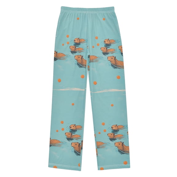 FORMRS Boys Pajama Pants with Pockets Size 6-8Y Kids Lounge Sleep Bottoms, Capybara Splash