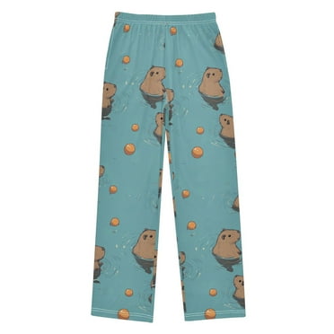 FORMRS Pajama Pants for Kids with Pockets Size 6-8Y Boys Sleep Bottoms, Cartoon Capybaras
