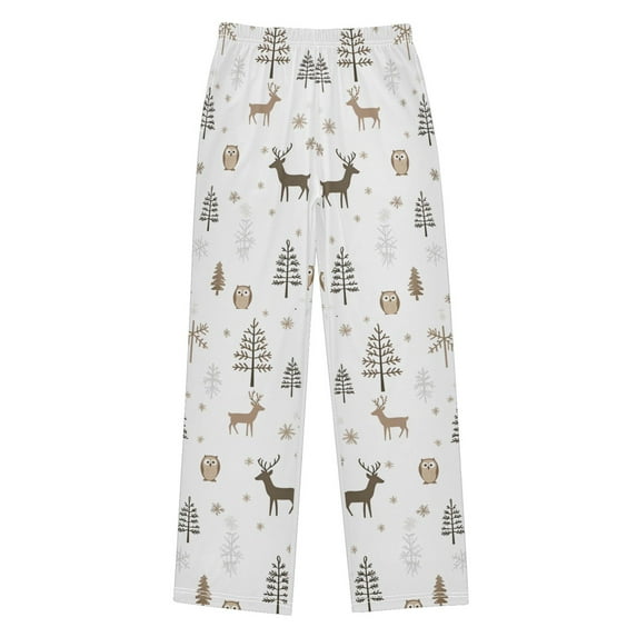 FORMRS Boys Pajama Pants with Pockets Size 6-8Y Kids Lounge Sleep Bottoms, Christmas Forest