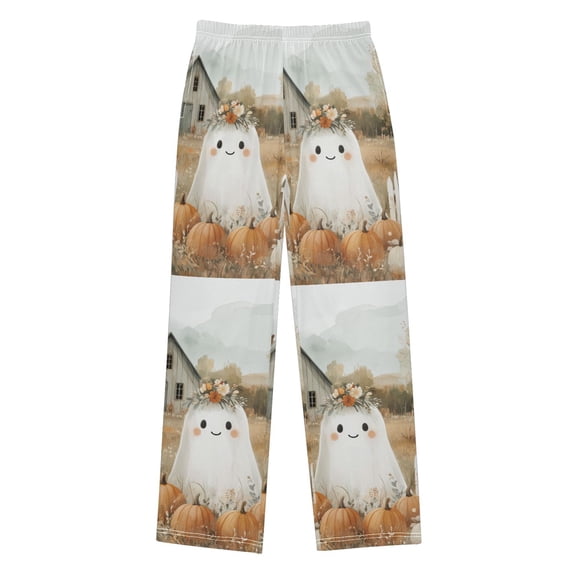 FORMRS Boys Pajama Pants with Pockets Size 6-8Y Kids Lounge Sleep Bottoms, Cute Halloween Pumpkins