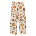 thumbnail image 1 of FORMRS Boys Pajama Pants with Pockets Size 6-8Y Kids Lounge Sleep Bottoms, Fall Beige Pumpkin, 1 of 8