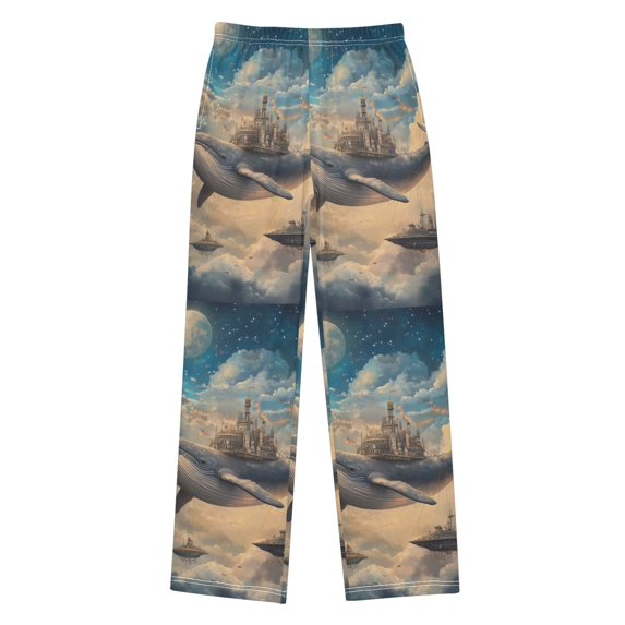 FORMRS Boys Pajama Pants with Pockets Size 6-8Y Kids Lounge Sleep Bottoms, Floating Whale