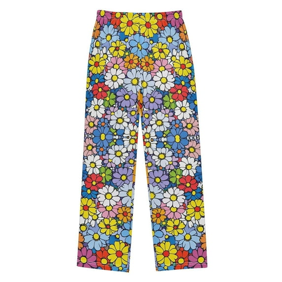 FORMRS Boys Pajama Pants with Pockets Size 6-8Y Kids Lounge Sleep Bottoms, Floral Fiesta