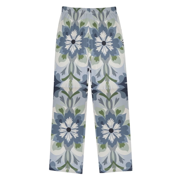 FORMRS Boys Pajama Pants with Pockets Size 6-8Y Kids Lounge Sleep Bottoms, Green Floral