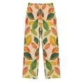 thumbnail image 1 of FORMRS Boys Pajama Pants with Pockets Size 6-8Y Kids Lounge Sleep Bottoms, Green Retro Autumn Leaves, 1 of 8