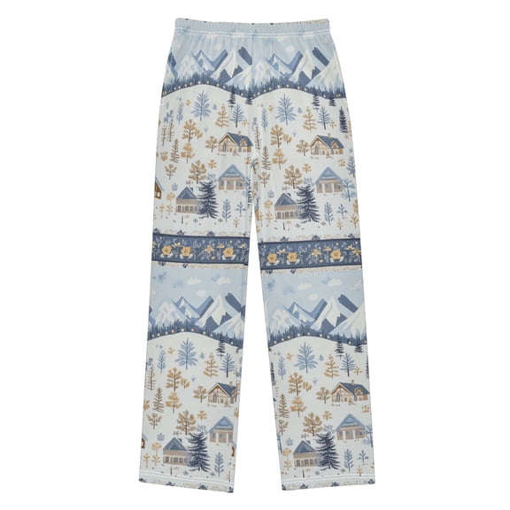 FORMRS Boys Pajama Pants with Pockets Size 6-8Y Kids Lounge Sleep Bottoms, Light Blue Mountain