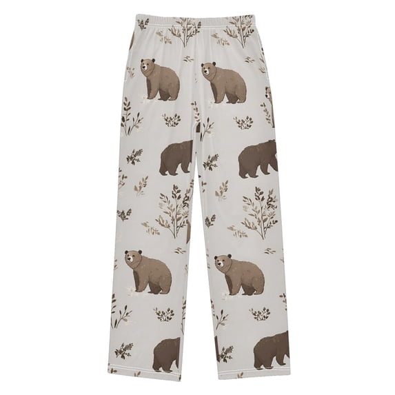 FORMRS Boys Pajama Pants with Pockets Size 6-8Y Kids Lounge Sleep Bottoms, Light Gray Bears