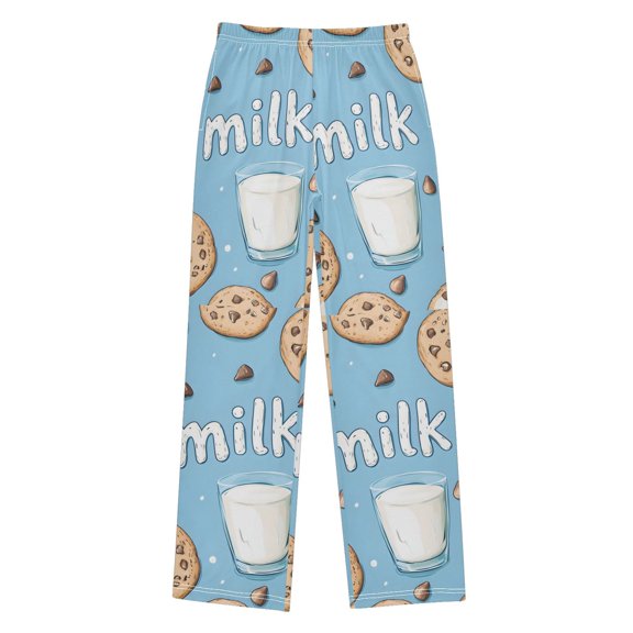 FORMRS Kids Pajama Pants with Pockets Size 6-8Y Boys Lounge Sleep Bottoms, Milk and Cookies