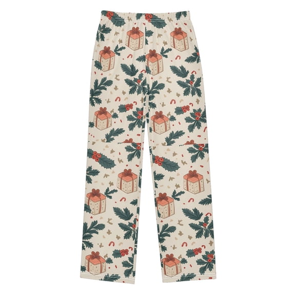 FORMRS Kids Pajama Pants with Pockets Size 6-8Y Boys Lounge Sleep Bottoms, Orange Christmas Box Pattern
