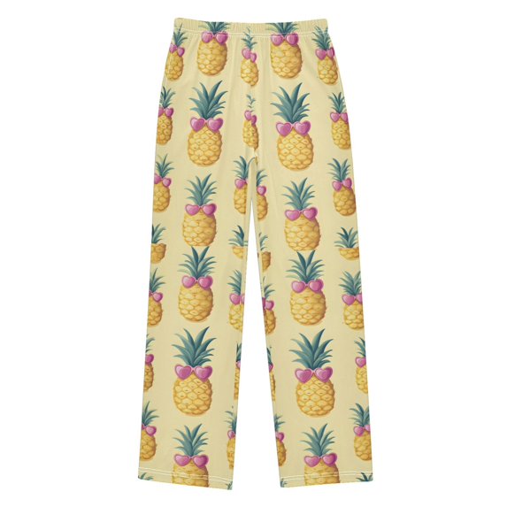 FORMRS Boys Pajama Pants with Pockets Size 6-8Y Kids Lounge Sleep Bottoms, Pineapple Love